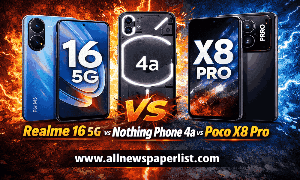 Realme 16 5G vs Nothing Phone 4a vs Poco X8 Pro